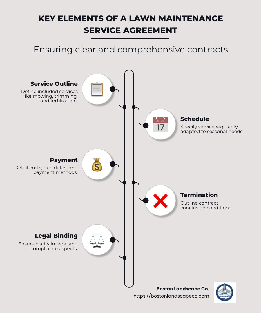 Key elements of a lawn maintenance service agreement infographic - lawn maintenance service agreement infographic infographic-line-5-steps-neat_beige
