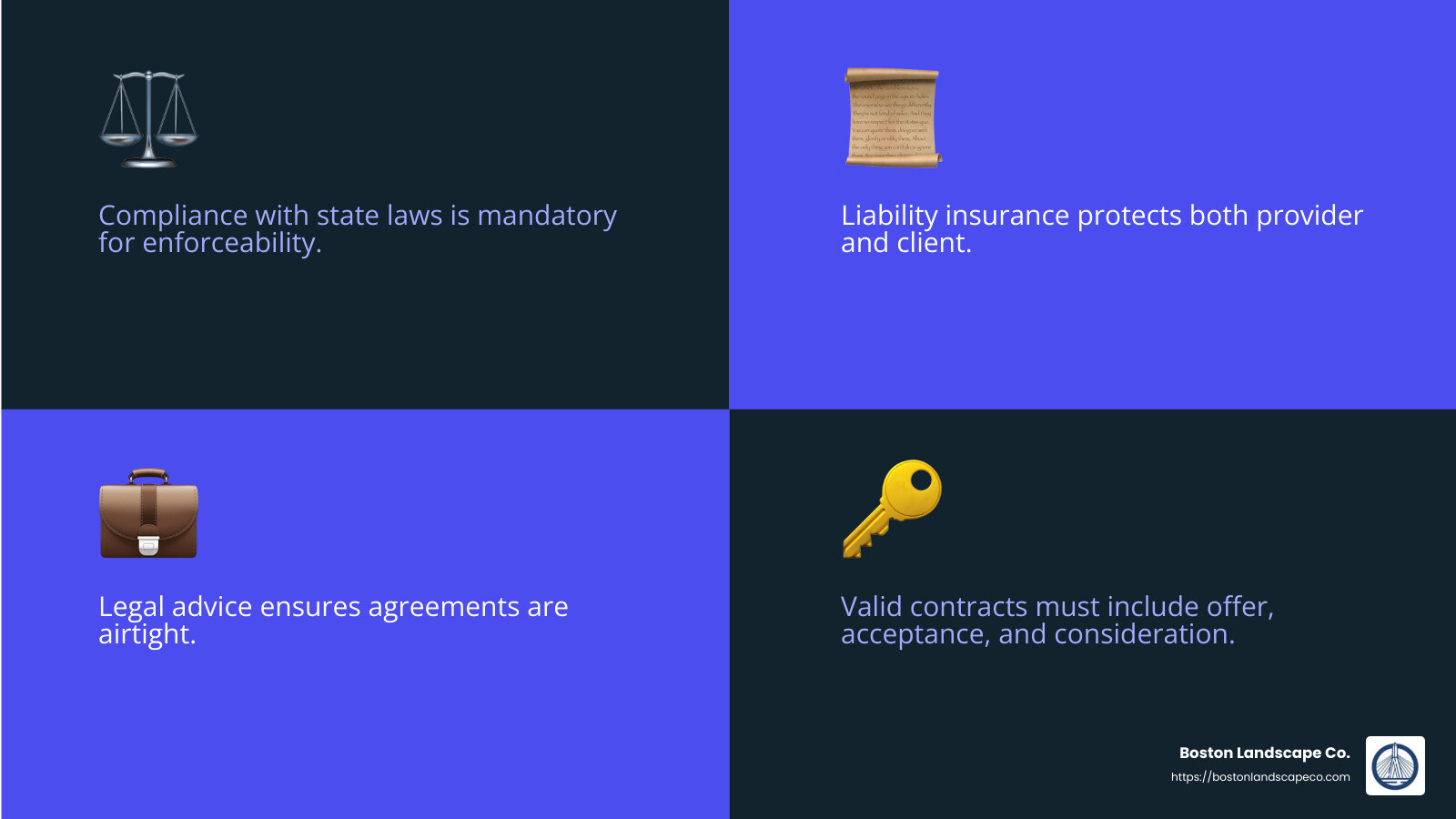 Liability insurance coverage is essential for service providers - lawn maintenance service agreement infographic 4_facts_emoji_blue