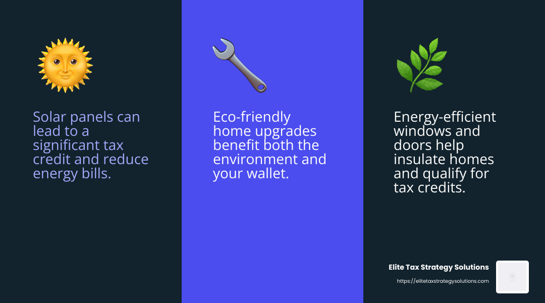 Energy improvements can lead to significant savings through tax credits. - Tax liability reduction infographic 3_facts_emoji_blue