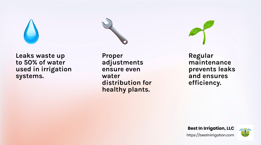 Detecting and fixing leaks is crucial to prevent water waste and ensure proper hydration. - installing irrigation systems infographic 3_facts_emoji_light-gradient