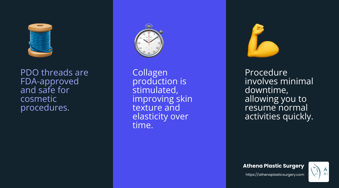 Close to Home: Your Guide to Finding Sugar Thread Lifts Near You 6 Quote about the safety of PDO threads - pdo sugar threads near me infographic 3_facts_emoji_blue