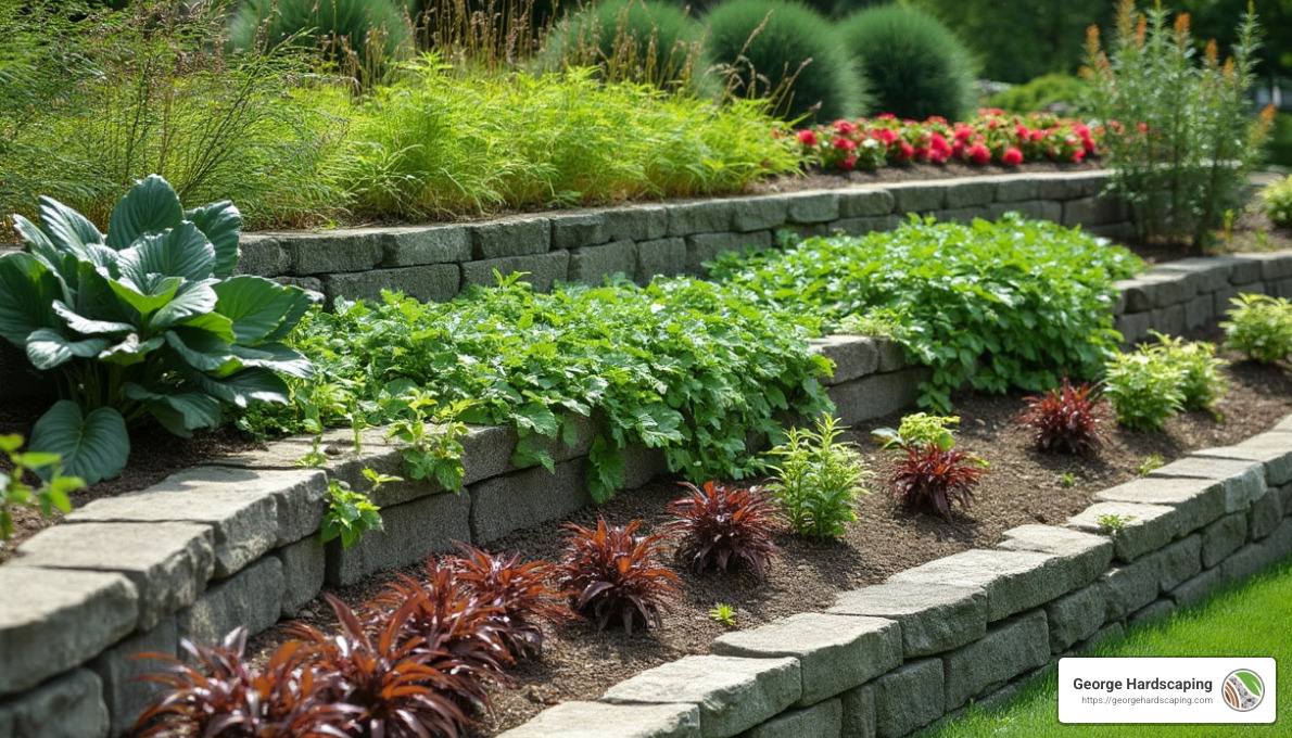 Multi-tiered garden retaining wall - Garden retaining wall ideas