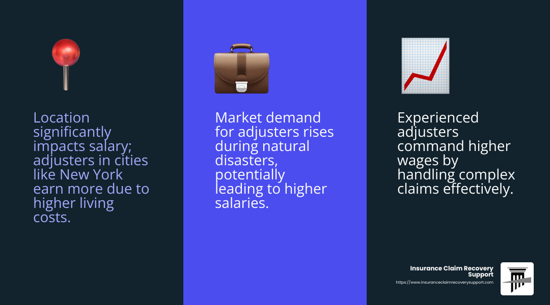 Factors Influencing Salary for Claims Adjusters - what is the average salary for a commercial claims adjuster infographic 3_facts_emoji_blue