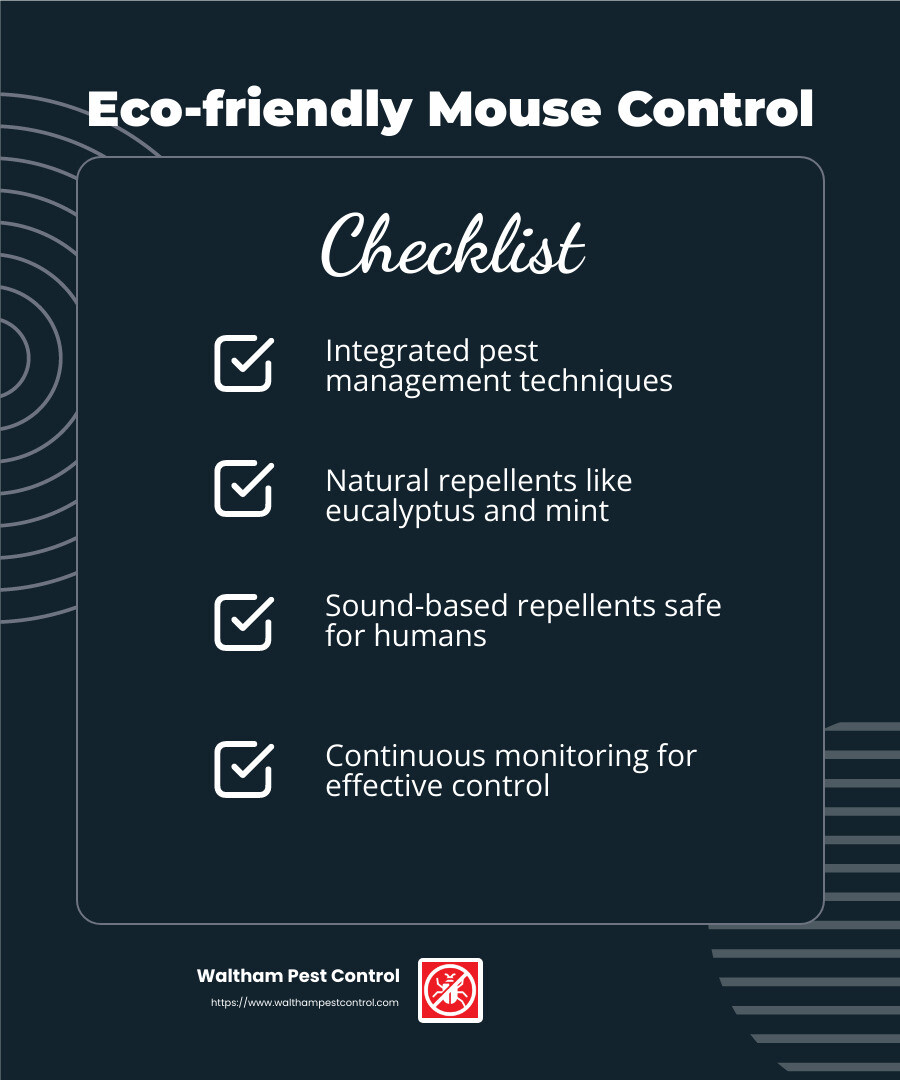 Eco-friendly pest control methods infographic - best mouse exterminator infographic checklist-dark-blue