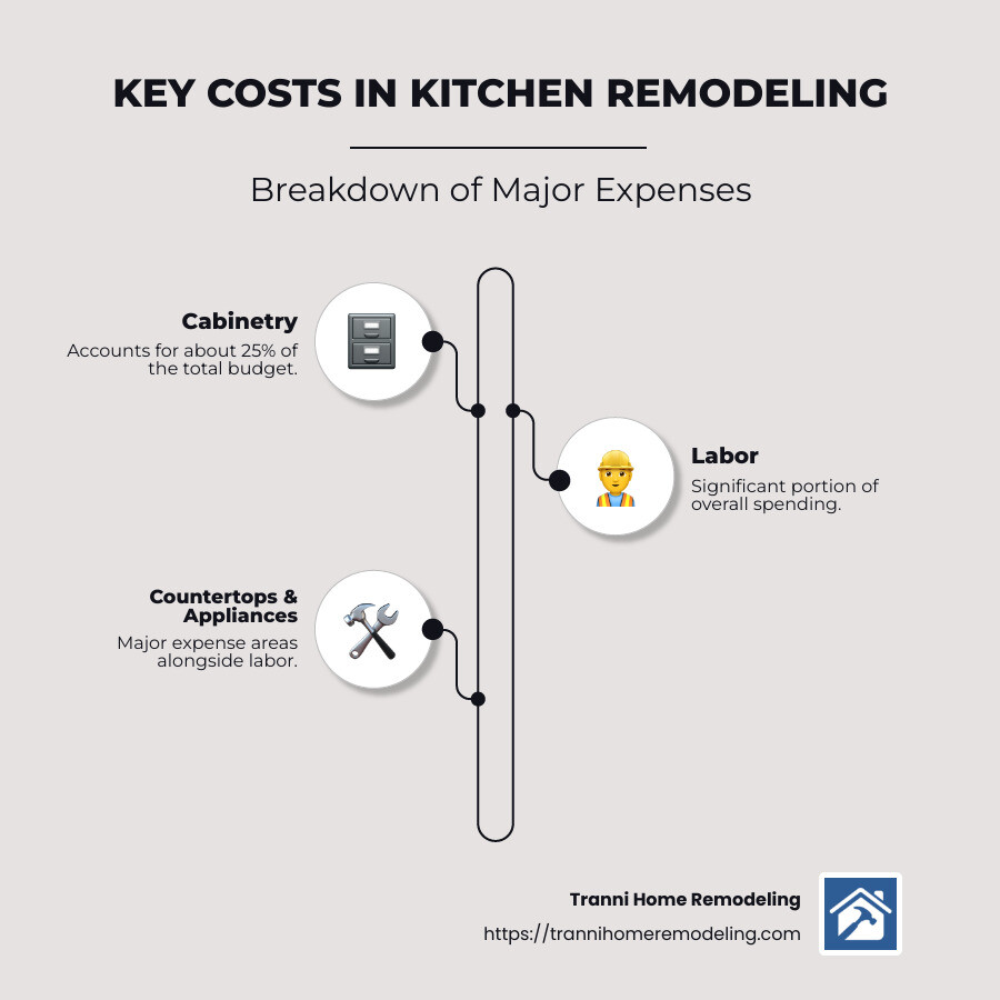 Budget Breakdown: What to Expect When Remodeling Your Kitchen 1 Cost Breakdown of Kitchen Remodeling - kitchen remodeling average cost infographic infographic-line-3-steps-neat_beige