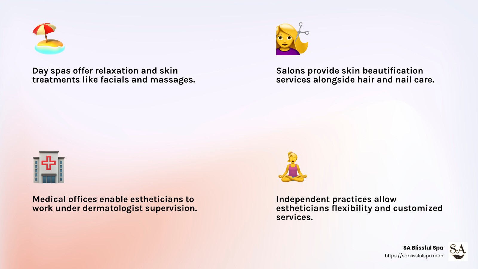 Esthetician Workplaces Infographic - esthetician infographic 4_facts_emoji_light-gradient