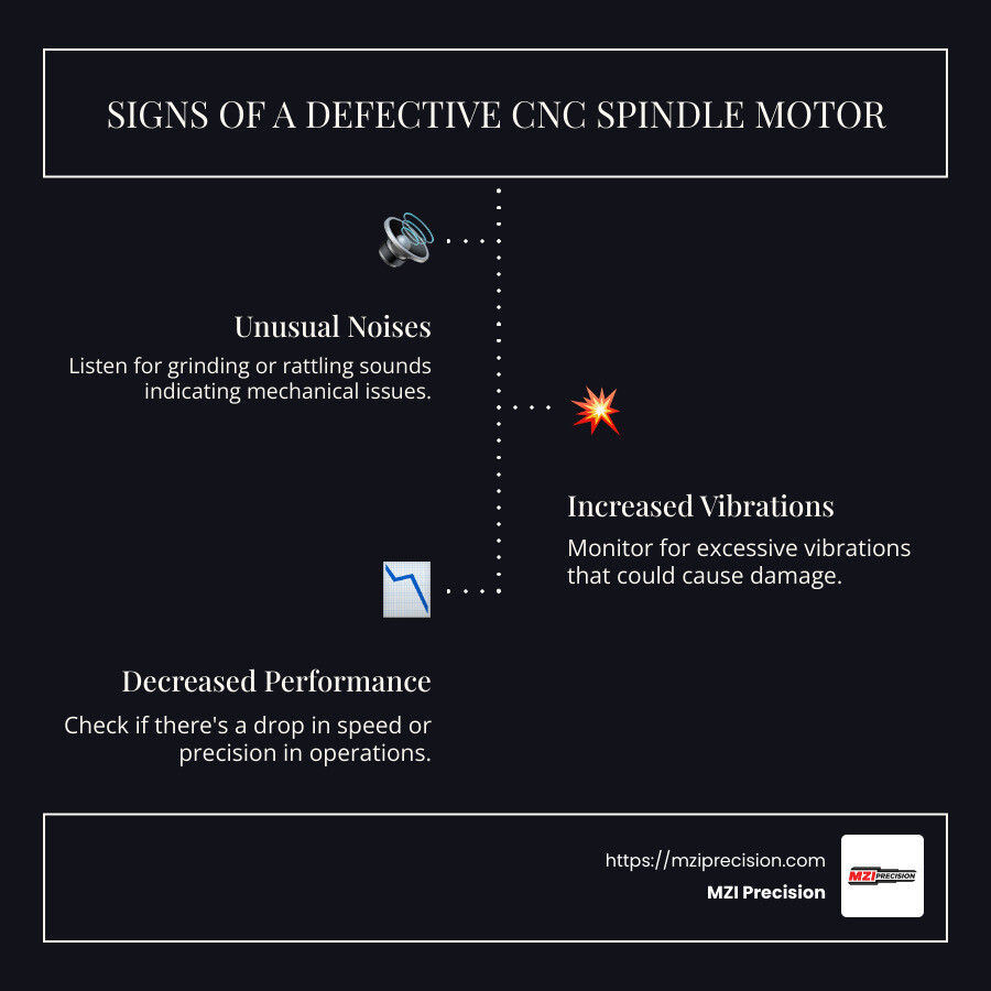 Steps to Repair CNC Spindle Motor - CNC Spindle Motor Repair infographic infographic-line-3-steps-dark