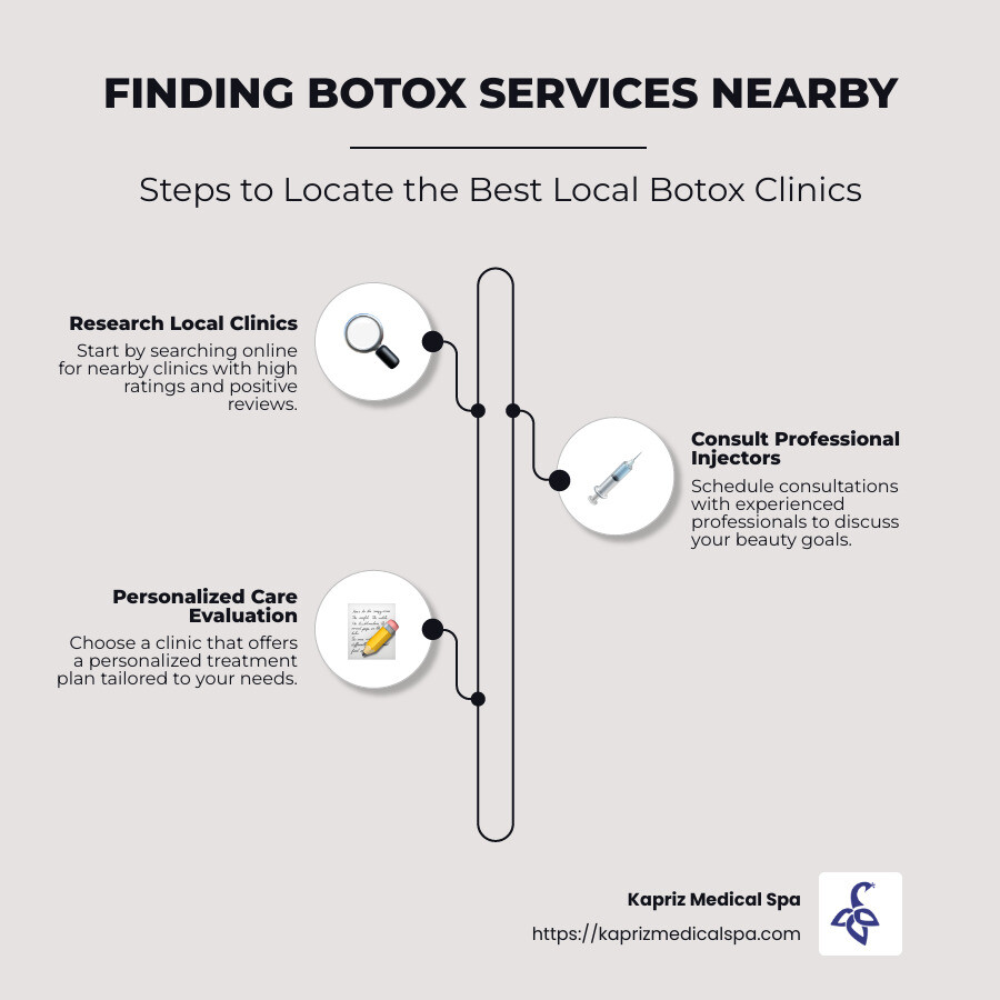 Steps to Finding Nearby Botox Services - Botox services near me infographic infographic-line-3-steps-neat_beige