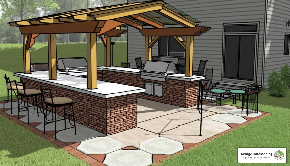 DIY Outdoor Kitchen Plan - Outdoor kitchen and fireplace