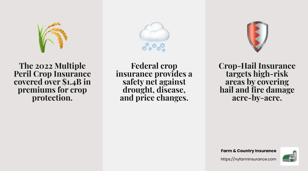 Crop-Hail Insurance: $1.4B in premiums written for private crop insurance in 2022 - farm insurance brokers infographic 3_facts_emoji_grey