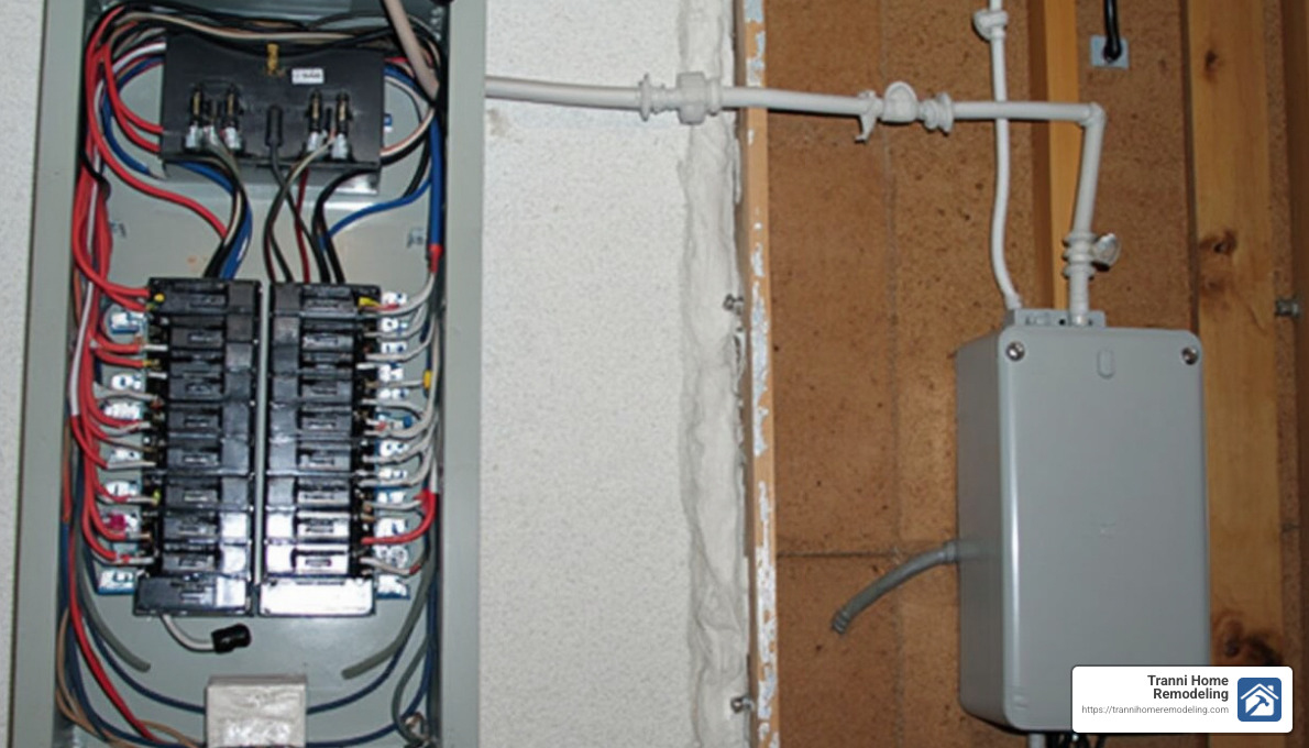 Illustration of a typical electrical service panel - residential electrical wiring