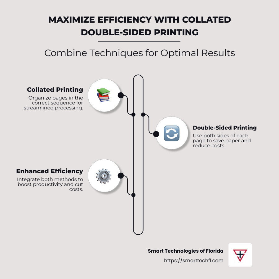 Simplified Overview of Collated and Double-Sided Printing - collated printing double sided infographic infographic-line-3-steps-neat_beige