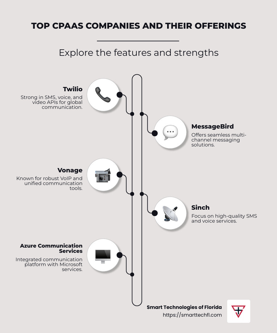 Dialing into Success: Leading CPaaS Companies Reviewed 1 Infographic about leading CPaaS companies and their offerings - communication platform as a service companies infographic infographic-line-5-steps-neat_beige