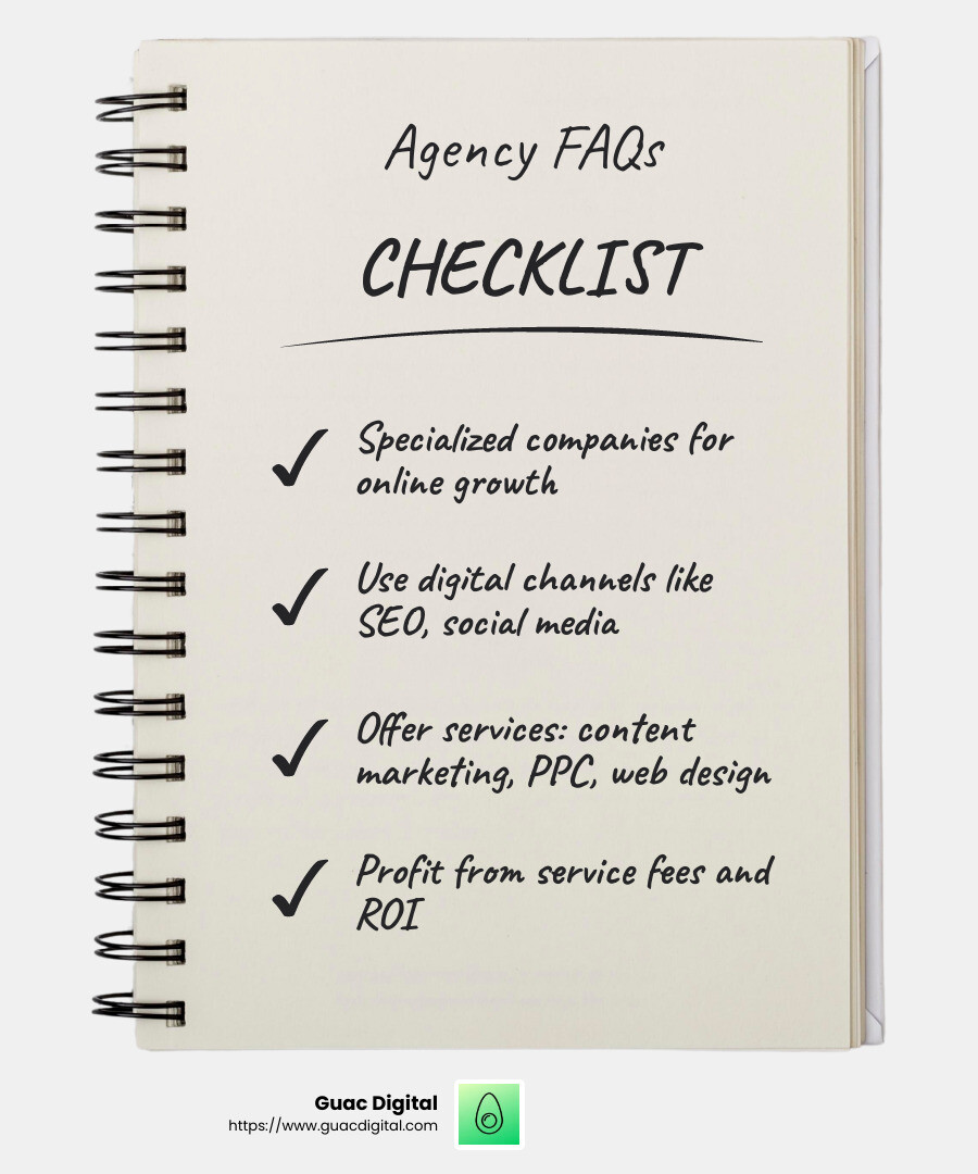 Digital marketing agency services - what are digital marketing agencies infographic checklist-notebook