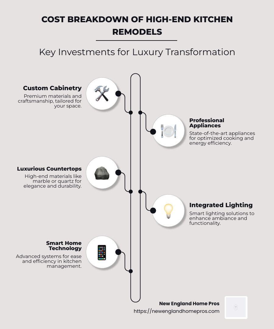 Cost Breakdown of High-End Kitchen Remodels - high end kitchen remodel infographic infographic-line-5-steps-neat_beige