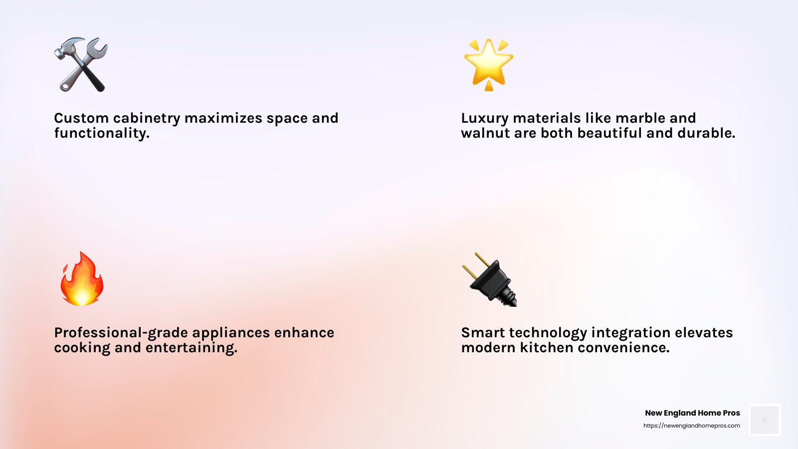 Professional appliances lift cooking experiences. - high end kitchen remodel infographic 4_facts_emoji_light-gradient