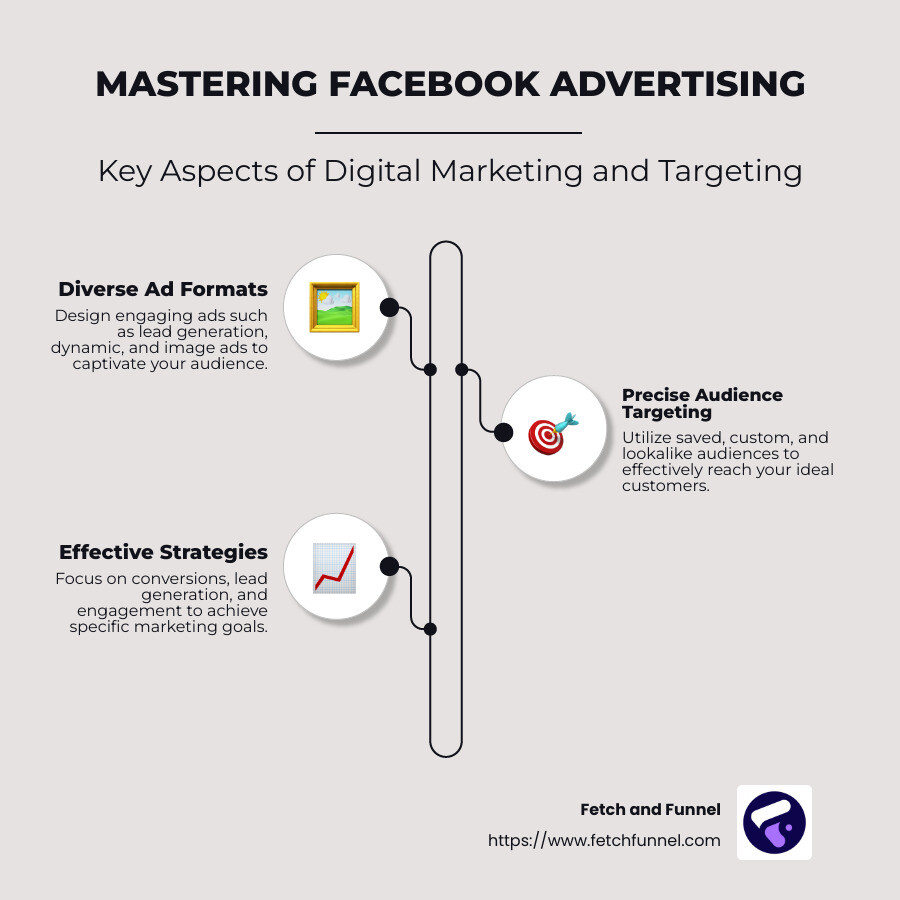Mastering Facebook Advertising: Key Aspects of Digital Marketing and Targeting - facebook advertising services infographic infographic-line-3-steps-neat_beige