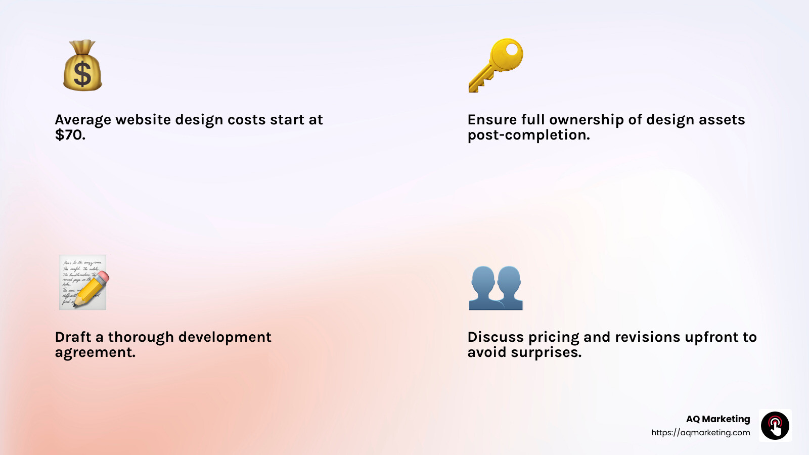 Understanding the importance of clear agreements and ownership rights when hiring a website designer - Website Designer infographic 4_facts_emoji_light-gradient