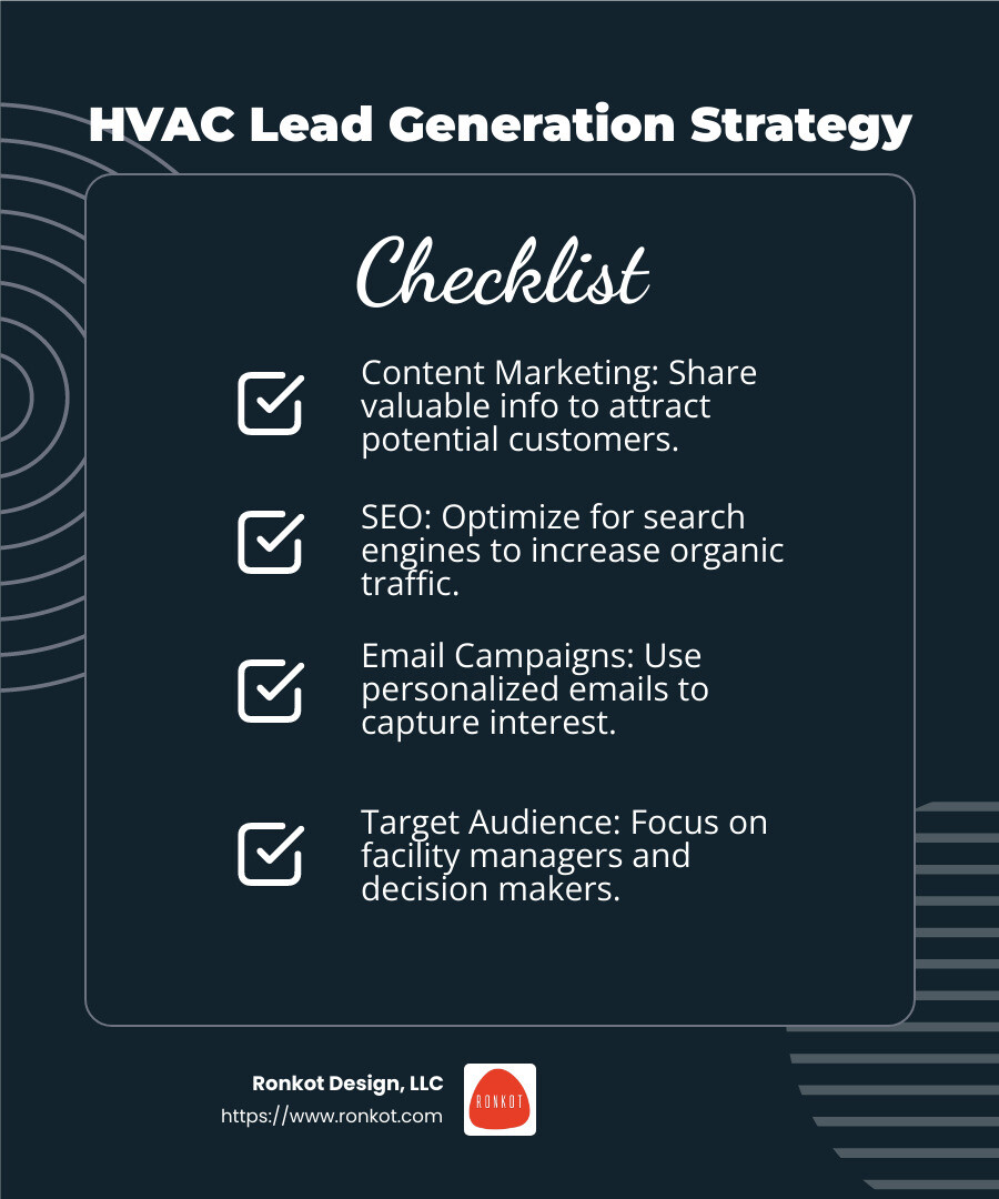 Email marketing tools can boost lead generation - commercial hvac leads infographic checklist-dark-blue