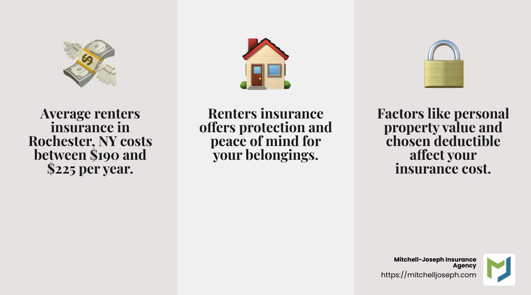 Average Cost of Renters Insurance - renters insurance rochester ny infographic 3_facts_emoji_grey