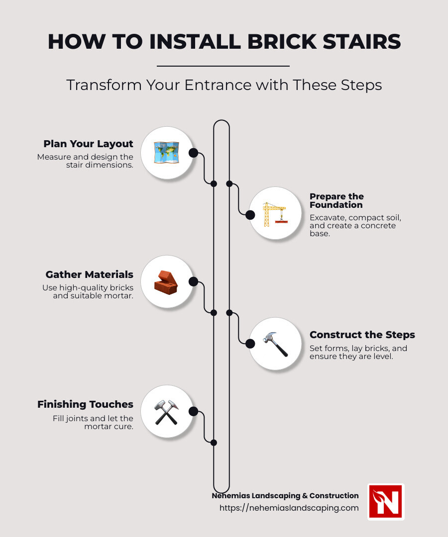 Steps to Install Brick Stairs - how to install brick stairs infographic infographic-line-5-steps-neat_beige