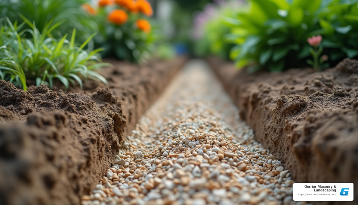 Gravel base preparation - Garden wall installation