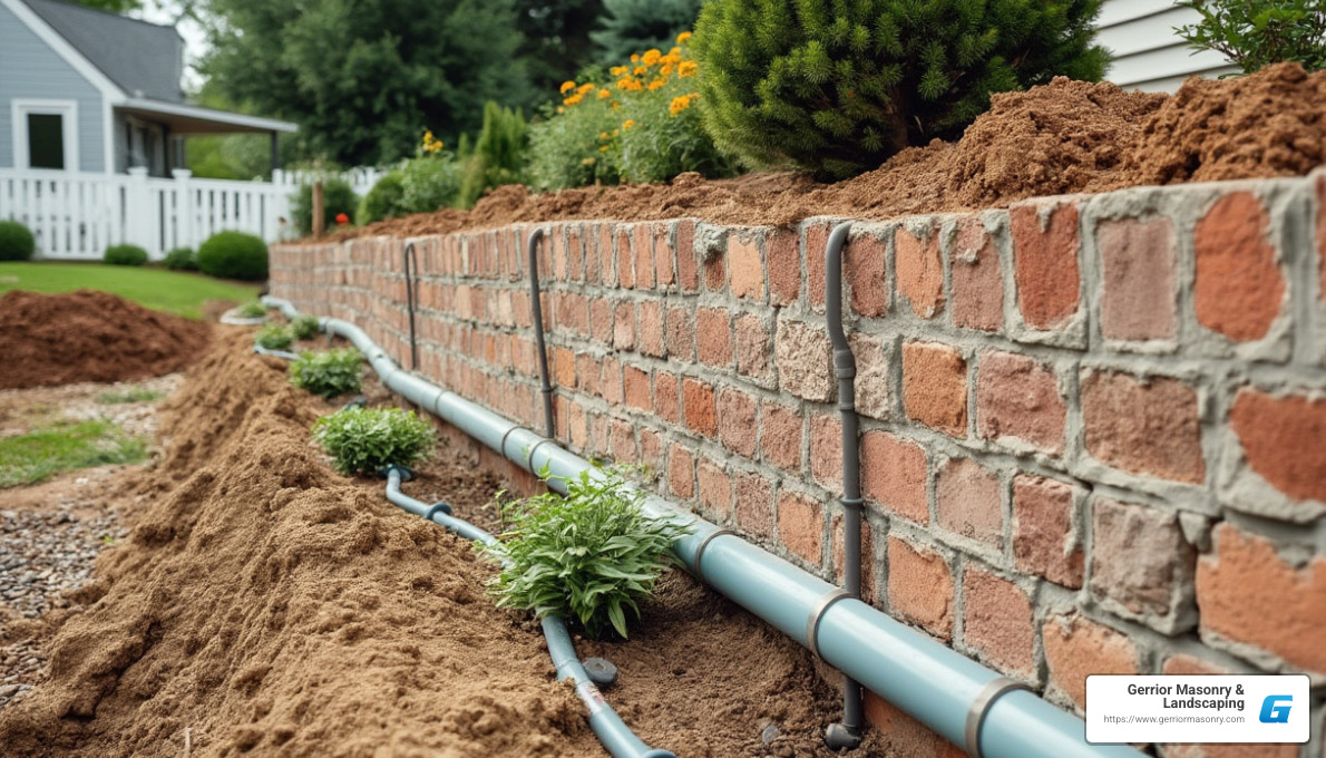 Drainage and backfilling - Garden wall installation
