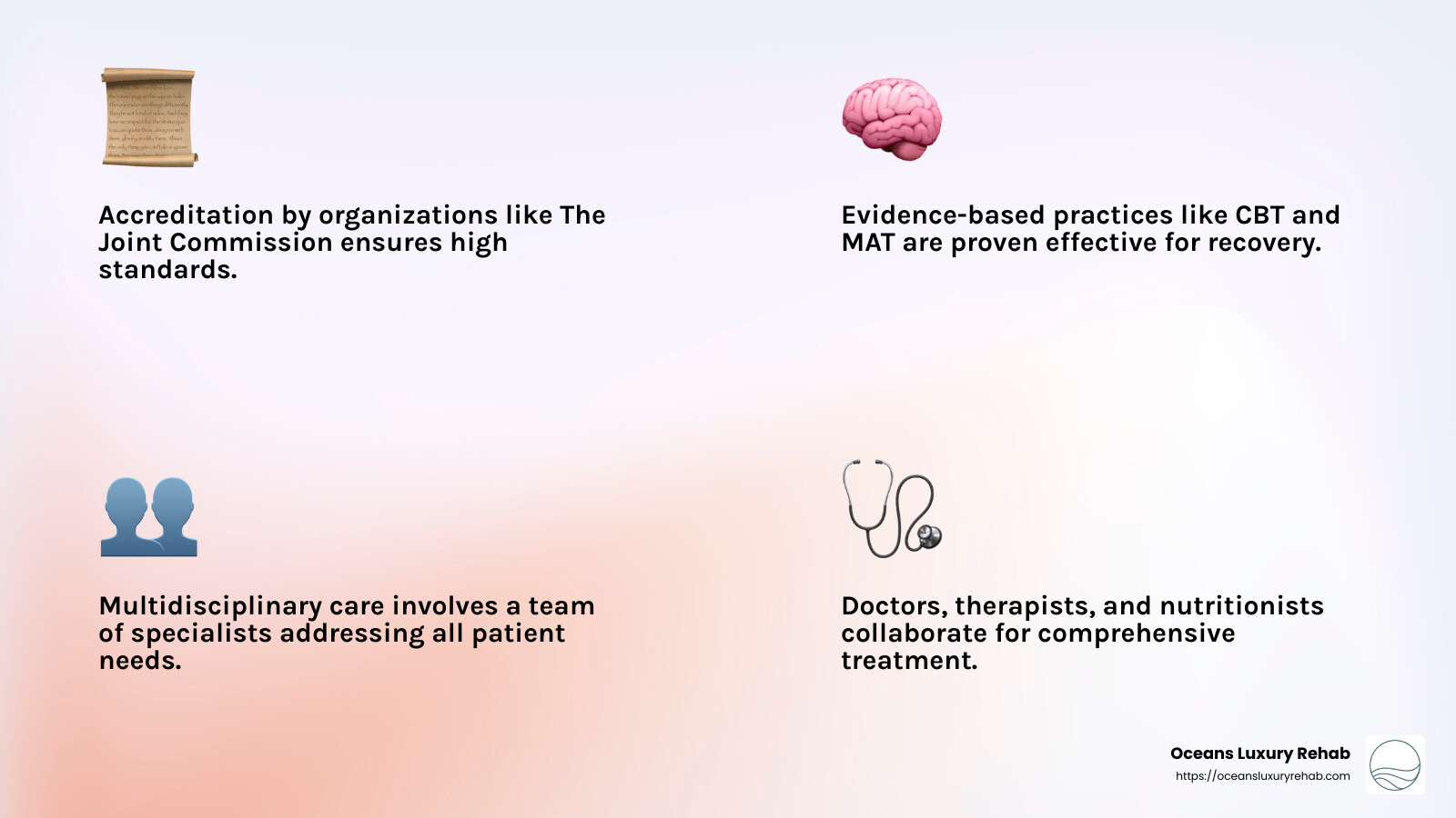 Accreditation and Multidisciplinary Care - best drug rehabilitation centers infographic 4_facts_emoji_light-gradient