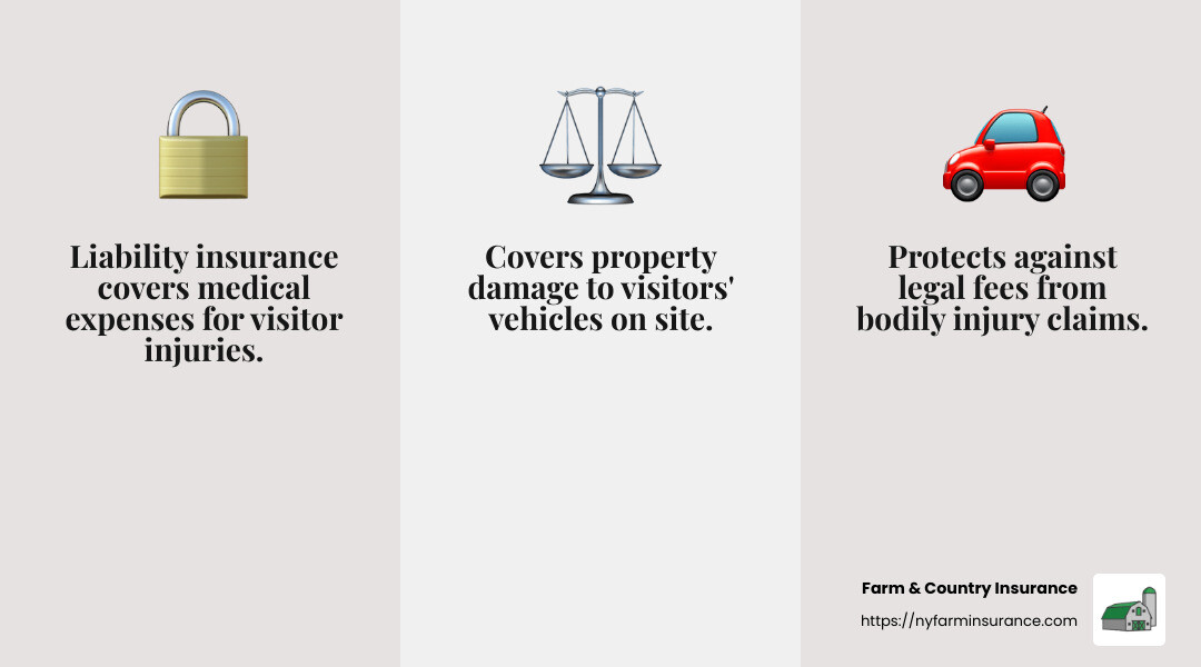 Liability insurance protects your orchard from visitor accidents and property damage. - apple orchard insurance infographic 3_facts_emoji_grey