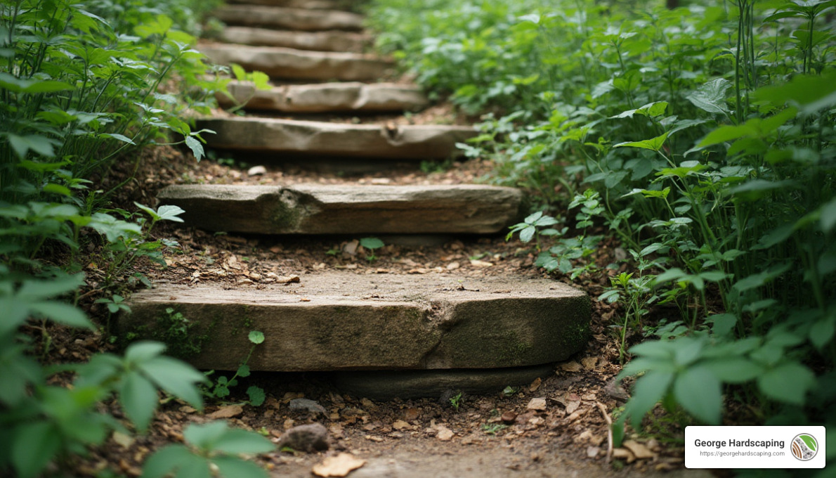 Wood steps with natural surroundings - landscape steps