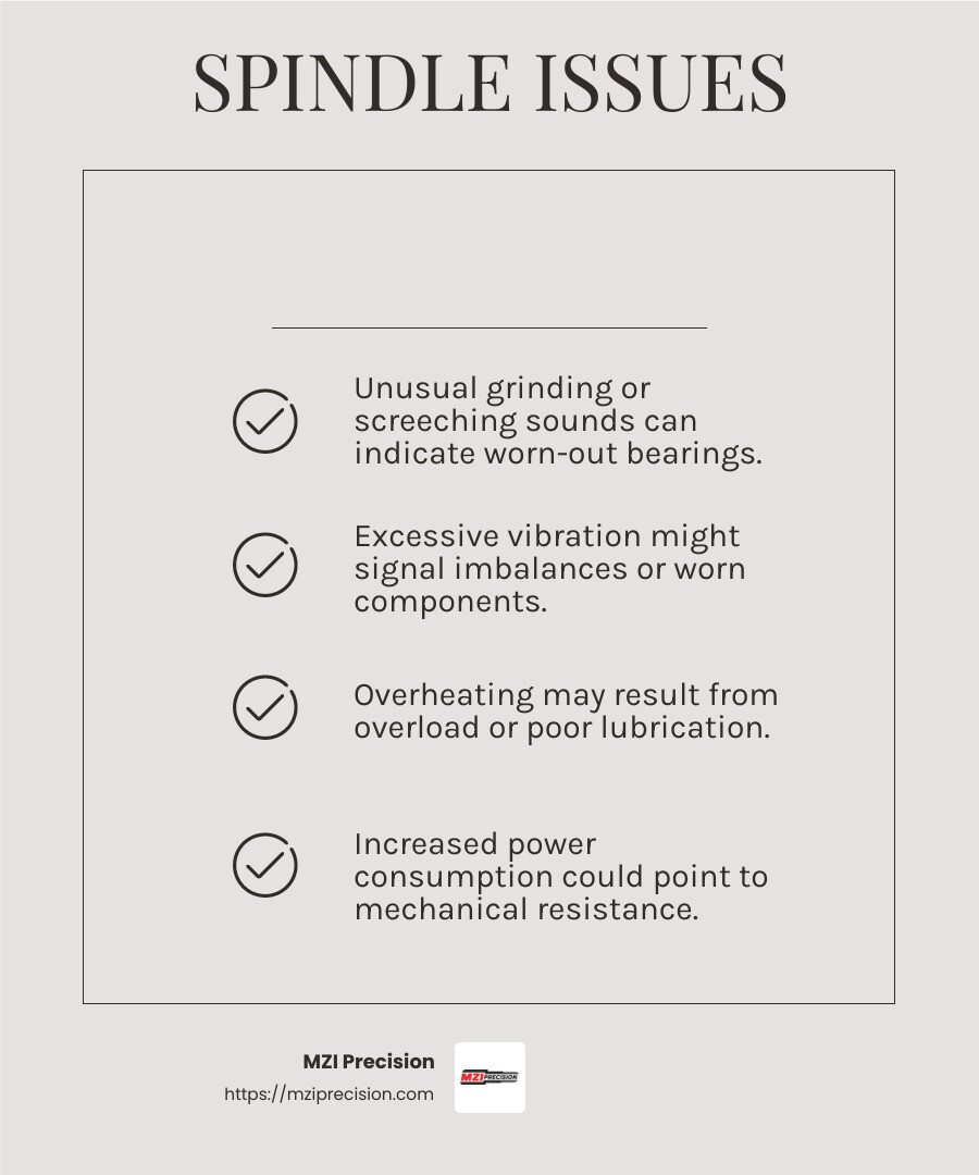 Signs of a Bad CNC Spindle - Machine Tool Spindle infographic checklist-light-beige
