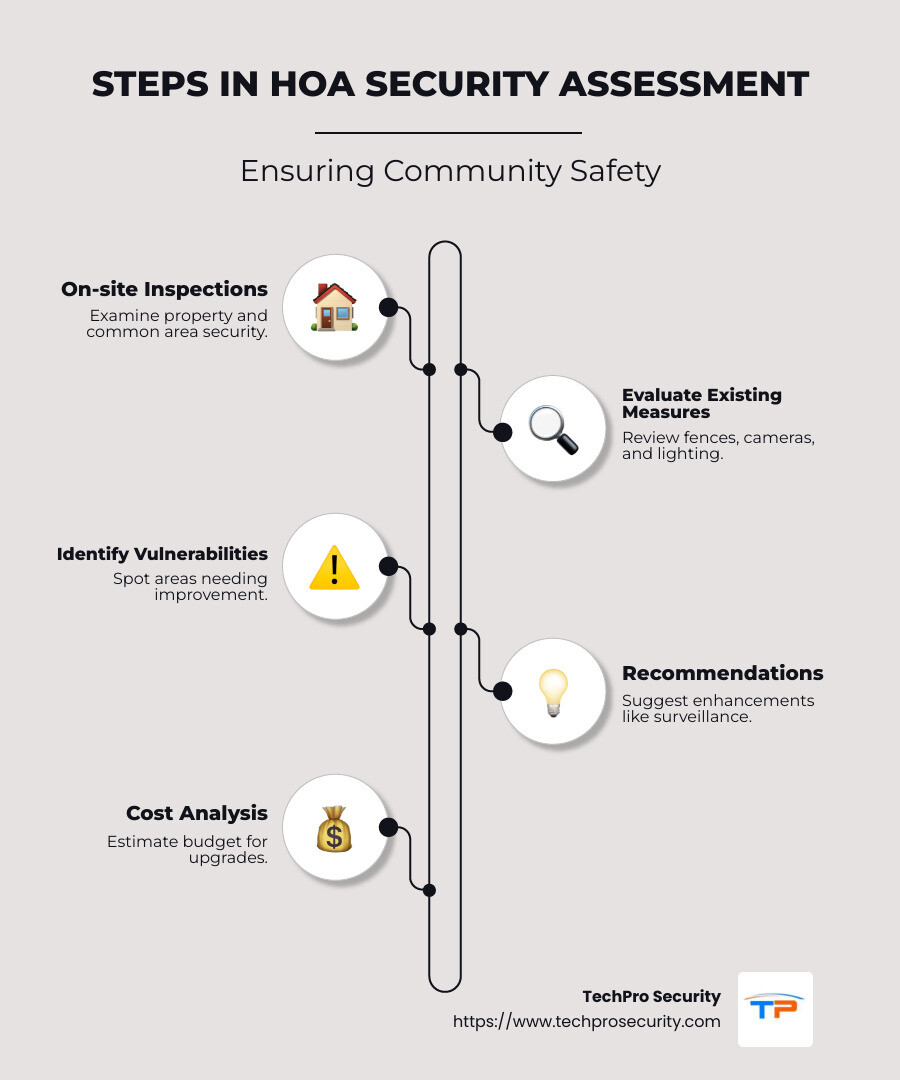 Detailed Infographic on HOA Security Assessment Steps - hoa security assessment infographic infographic-line-5-steps-neat_beige