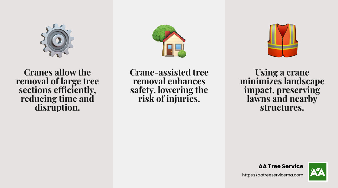 Safety First in Crane Tree Removal - crane tree removal service infographic 3_facts_emoji_grey