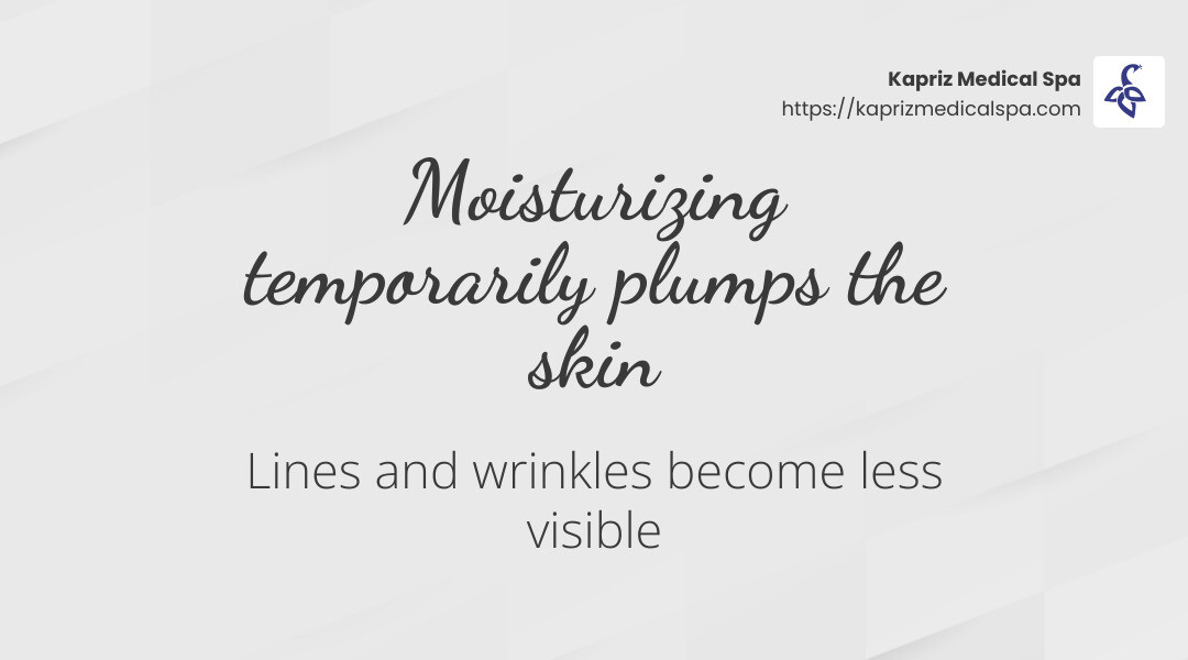 Moisturizing temporarily plumps the skin, making lines and wrinkles less visible. Source: Mayo Clinic - best lotion for aging skin infographic simple-stat-landscape-light