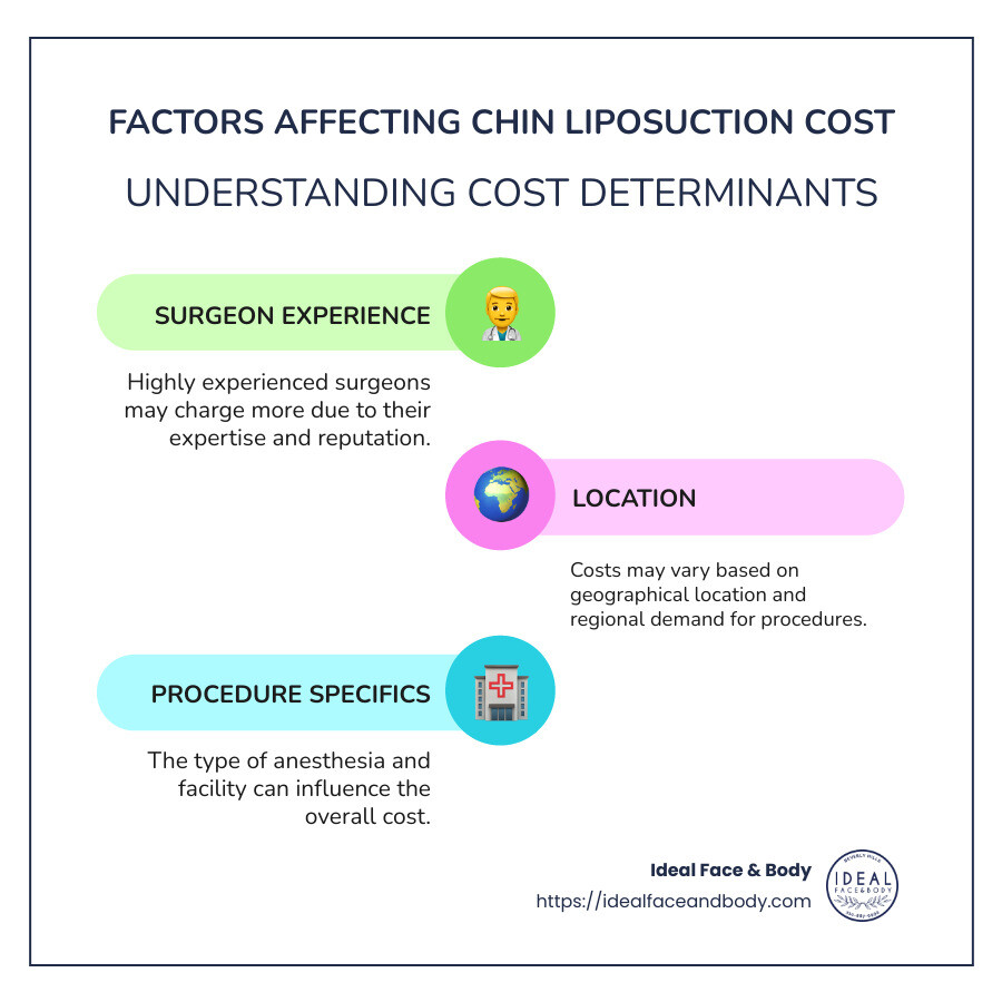 Infographic on Chin Liposuction Costs and Factors - how much does chin liposuction cost infographic infographic-line-3-steps-colors