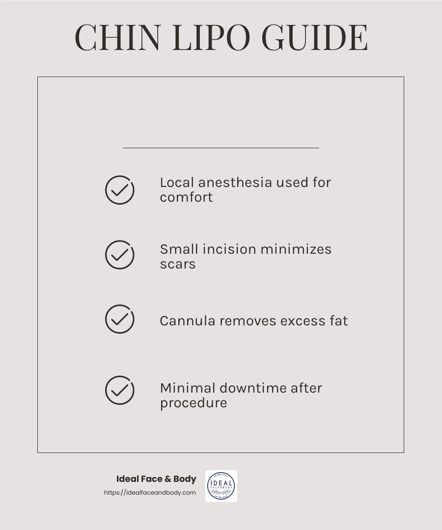 Local anesthesia numbs the area, allowing for a comfortable procedure. - how much does chin liposuction cost infographic checklist-light-beige