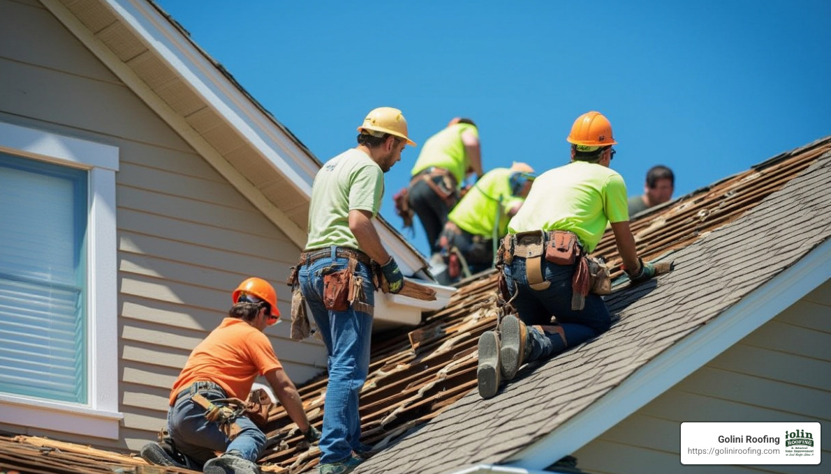 Golini Roofing Team at Work - best roofing companies