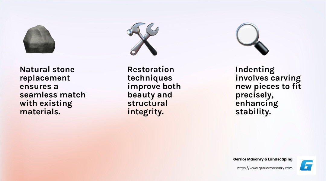 Resurfacing can restore stone flooring with severe scratches to its original shine - stonework repairs infographic 3_facts_emoji_light-gradient