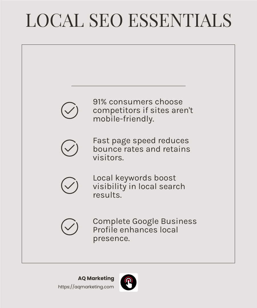 91% of consumers will turn to a competitor if your website isn't optimized for mobile devices - Digital marketing for local businesses infographic checklist-light-beige 91% of consumers will turn to a competitor if your website isn't optimized for mobile devices - Digital marketing for local businesses infographic checklist-light-beige