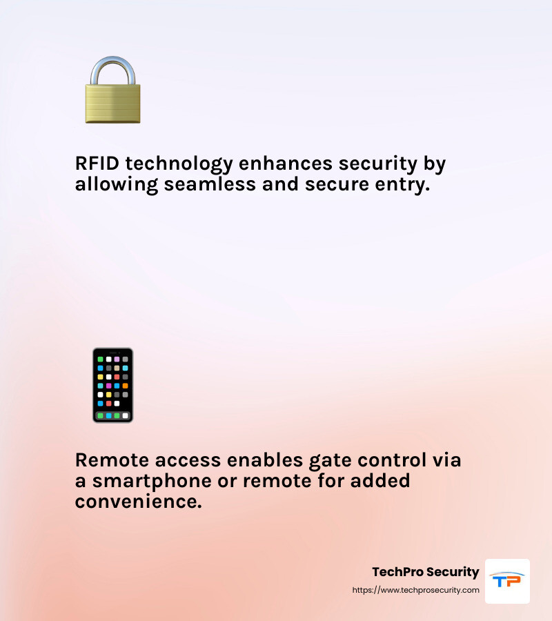 Automation technologies like RFID are used in places like Honda's Greensburg plant for efficiency and security. - automated gate installers near me infographic 2_facts_emoji_light-gradient
