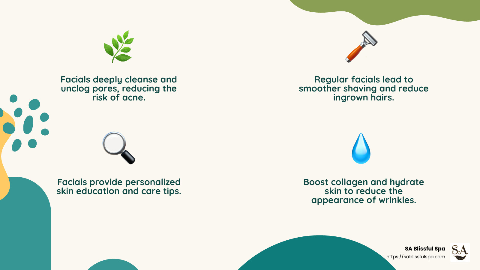 Facials can help reduce wrinkles and keep skin looking youthful - facials for men infographic 4_facts_emoji_nature