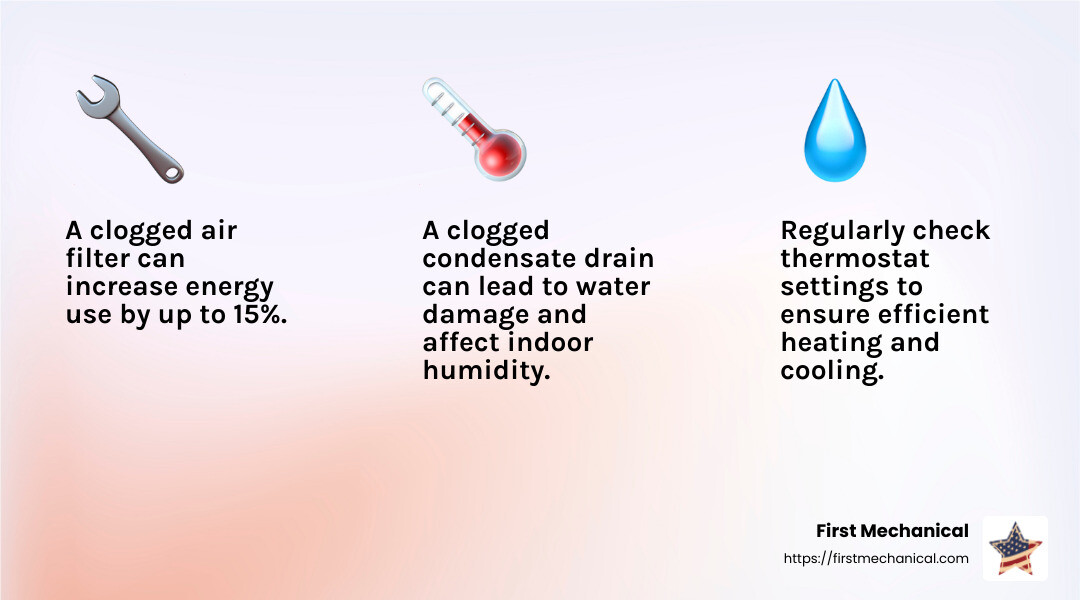Regular HVAC maintenance can save you money on energy costs by improving system efficiency. - hvac maintenance infographic 3_facts_emoji_light-gradient