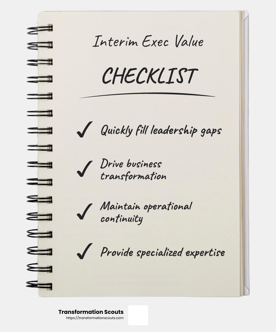 Interim executives add value by quickly driving change, says Adastrum Consulting - interim executive recruitment infographic checklist-notebook Interim executives add value by quickly driving change, says Adastrum Consulting - interim executive recruitment infographic checklist-notebook