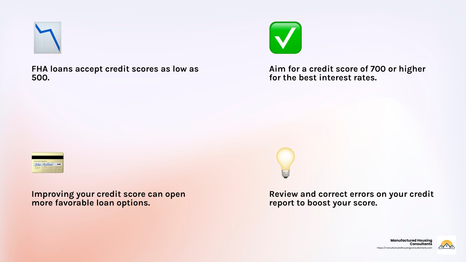 Credit Score Importance - financing a mobile home infographic 4_facts_emoji_light-gradient Credit Score Importance - financing a mobile home infographic 4_facts_emoji_light-gradient