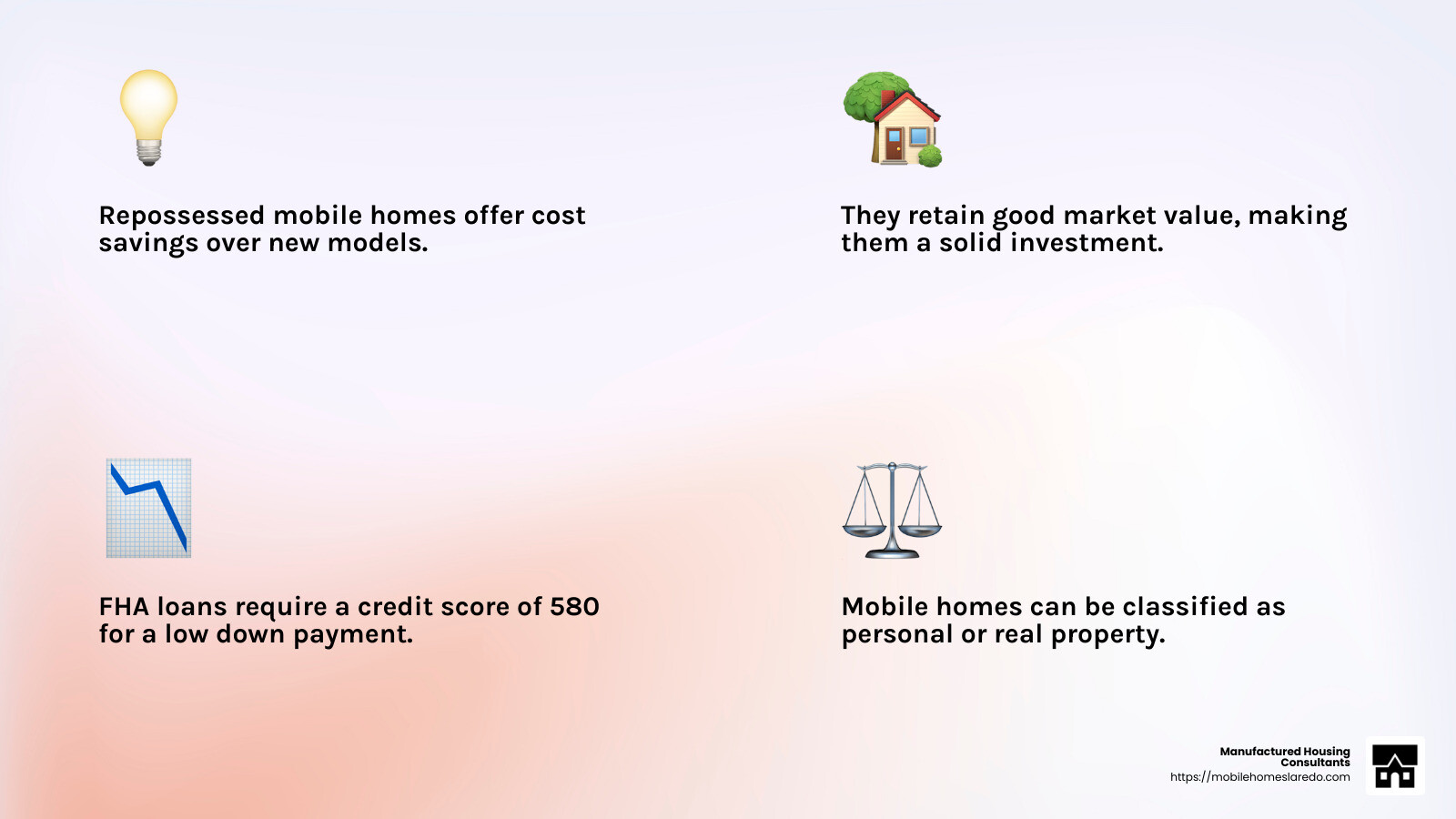 Understanding credit scores and financing options for mobile homes - repossessed mobile homes infographic 4_facts_emoji_light-gradient Understanding credit scores and financing options for mobile homes - repossessed mobile homes infographic 4_facts_emoji_light-gradient