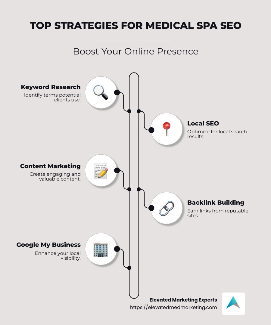 infographic about med spa SEO strategies overview - Medical spa search engine optimization infographic infographic-line-5-steps-neat_beige