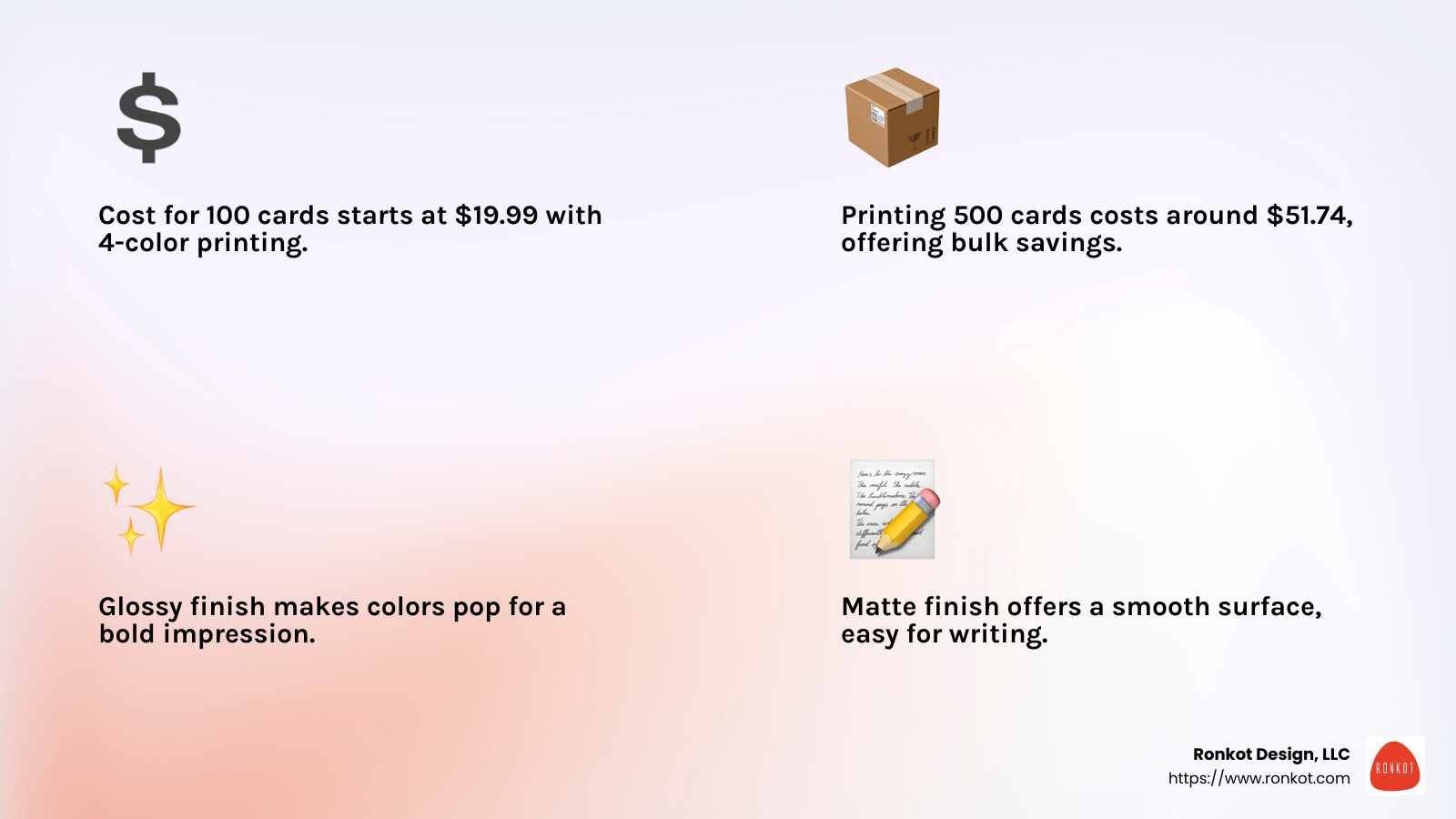Glossy vs. Matte Finish - Dallas business card printing infographic 4_facts_emoji_light-gradient