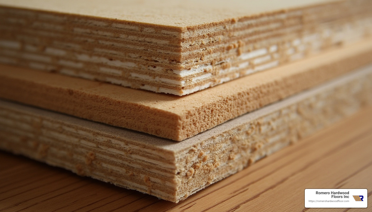 Engineered wood layers - different types of wood