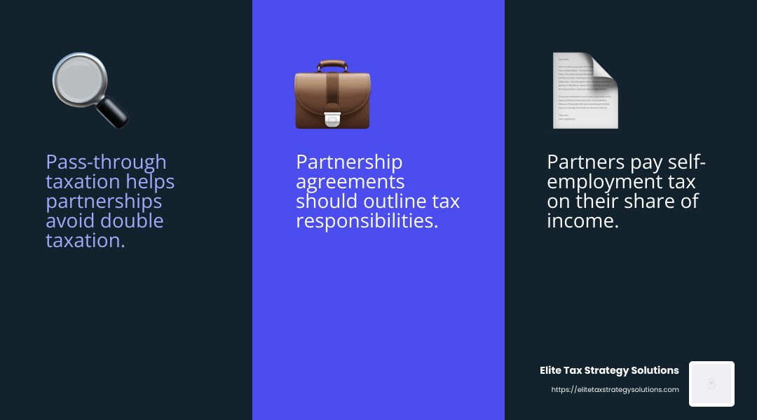 Pass-through taxation allows partners to avoid double taxation, providing a clear tax advantage over corporations. - tax planning for partnerships infographic 3_facts_emoji_blue Pass-through taxation allows partners to avoid double taxation, providing a clear tax advantage over corporations. - tax planning for partnerships infographic 3_facts_emoji_blue