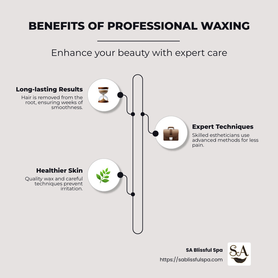 benefits of professional waxing - long-lasting results, expert care, healthier skin - best waxing near me infographic infographic-line-3-steps-neat_beige